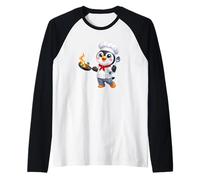 Cute Cartoon Penguin Chef Cooking Food Raglan Baseball Tee