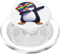 Cute Cartoon Penguin Dabbing with Rainbow Sunglasses PopSockets PopGrip for MagSafe