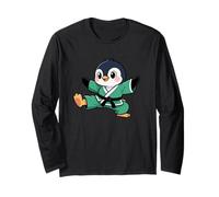 Cute Cartoon Penguin Karate Kids Design Long Sleeve T-Shirt