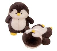 Cute Cartoon Penguin Plush Slippers Warm Home Shoes Soft Bottom Non-Slip Cotton Shoes-Black-38-39(Fit37-38)