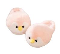 Cute Cartoon Penguin Plush Slippers Warm Home Shoes Soft Bottom Non-Slip Cotton Shoes-Pink 1-40-41(Fit39-40)