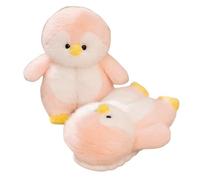 Cute Cartoon Penguin Plush Slippers Warm Home Shoes Soft Bottom Non-Slip Cotton Shoes-Pink-40-41(Fit39-40)