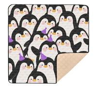 Cute Cartoon Penguin Soft Padded Baby Playmat for Floor Lightweight Foldable Padded Baby Mat for Newborns Babies Infants Toddlers, 50'' x 50''