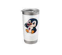 Cute Cartoon Penguin Wine Lover Sip Happens Stainless Steel Insulated Tumbler