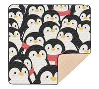Cute Cartoon Penguin Winter Large Non-Slip Baby Activity Play Mat for Floor Cozy Breathable Padded Baby Mat for Babies Infants Toddlers, 50'' x 50''