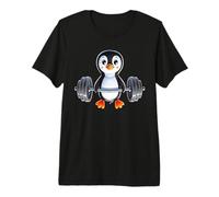 Cute Cartoon Penguin with Barbell Premium T-Shirt