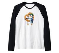 Cute Cartoon Penguin with Pretzel Bavaria Design Raglan Baseball Tee