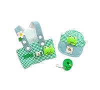 Cute Cartoon Pet Harness Leash Sun Hat Set for Small Dogs and Cats - 3pcs Outdoor Costume Accessories for Pets(Green,XL)
