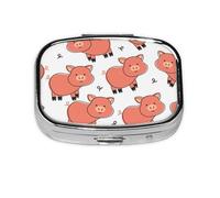 Cute Cartoon Pig,Meta Pill Box 2 Compartment Medicine Case,Portable Organizer,Rectangle Meta Portable Organizer Pill Box 1870 Compartment Medicine Case