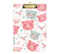 Cute Cartoon Pig Pastel Clipboard Acrylic Decorative Clipboard Wordpad Clipboards Standard Size, A4 Letter Size 12.5 x 9 Inches Gold Clip