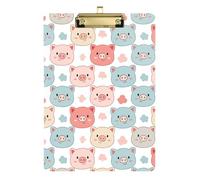 Cute Cartoon Pig Pastel Pink Clipboard Writing Board Wordpad Clipboards Standard Size with Low Profile Metal Clip for Women Men Teachers Nurses