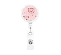Cute Cartoon Pig Pattern, Retractable Badge Holder,Badge Reels Holder with ID Clip Alligator Clip