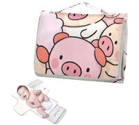 Cute Cartoon Pig Pink Reusable Baby Changing mat with Tissue Pocket Waterproof Changing pad for Baby with Built-in Pillow cambiadores de pa?ales para Bebes