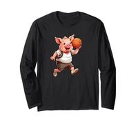 Cute Cartoon Pig Playing Basketball Long Sleeve T-Shirt