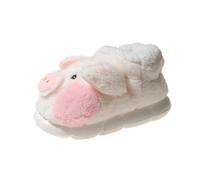 Cute Cartoon Pig Plush Slippers Warm Fluffy High-Top House Slipper for Women Winter Indoor Shoes Soft Cotton Footwear with Cozy Anti-Slip Thick Sole for Home Comfort and Relaxation