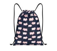 Cute Cartoon Pig Sports String Backpack Waterproof Gym Sack Backpack Stylish Draw String Back Bag For Hunting Outside Shopping 39X46Cm