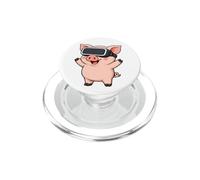 Cute Cartoon Pig Virtual Reality Gamer Design PopSockets PopGrip for MagSafe
