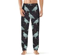 Cute Cartoon Pigeon Birds Men's Pajama Pants Print Lounge Sleepwear Bottoms Sleep Pants M