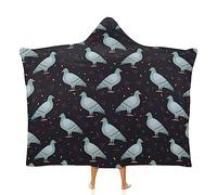 Cute Cartoon Pigeon Birds Wearable Hooded Blanket Warm Cozy Blanket Oversized Throw Cape for Bed Sofa 60"x80"