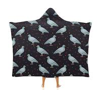 Cute Cartoon Pigeon Birds Wearable Hooded Blanket Warm Cozy Blanket Oversized Throw Cape for Bed Sofa 50"x60"