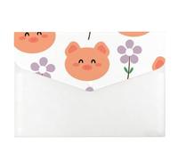 Cute Cartoon Pigs File Organiser, Clear Plastic Folders, A4 Folder with Plastic Sleeves, Revision A4 Pockets Wallet, Files with Snap Button, Pockets for School Office Home Travel