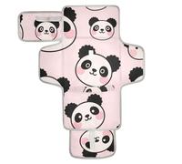 Cute Cartoon Pink Panda Reusable Diaper pad with Tissue Pocket Portable Diaper Changing pad with Built-in Pillow cambiador de pa?ales para Bebes