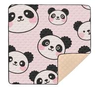 Cute Cartoon Pink Panda Soft Thick Baby Play mat Foldable for Indoor Outdoor Comfortable Foldable Padded Play Mat for Babies Infants Toddlers, 50'' x 50''alfombrillas para Bebes jugar