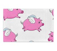 Cute Cartoon Pink Pigs 1000 Piece Puzzles Jigsaw Adults White Elephant Gifts Funny Unique Puzzle Gifts Animal Flower Art, 29.5x19.7 Inch