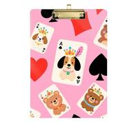 Cute Cartoon Pink Poker Dog Acrylic Girls clipboard Standard Letter A4 Size Hard Board for Soccer Truck Driver Gold 12x9in Tablas para escribir