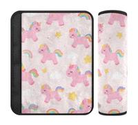 Cute Cartoon Pink Rainbow Unicorns car seat Strap Covers,Stop seat Belt Cutting into Neck,Cute Seatbelt Cover for Truck Auto Bag forro para cinturon de seguridad 2 pcs