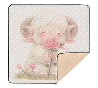 Cute Cartoon Pink Rose Goat Large Sturdy Baby Gym & Activity Mat for Floor Waterproof Foldable Activity Gym Mat for Babies Infants Toddlers, 50'' x 50''tapete de gimnasio para
