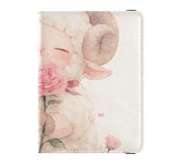 Cute Cartoon Pink Rose Goat Leather Passport and Vaccine Card Wallet Combo for travel Travel Documents Organizer Protector Travel Passport Wallet With Vaccination Card Slot for women