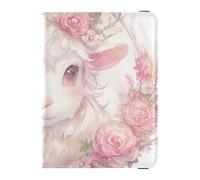 Cute Cartoon Pink Rose Goat Leather travel wallet womens passport holder for travel Vaccine Case Protector Cover Passport Cover Holder Wallet Case for men Waterproof