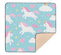 Cute Cartoon Pink Unicorns Large Non-Slip Baby Girl Play mat for Floor 1-Piecing Foldable Infant Play Mat for Baby Kids Toddlers Infants, 50'' x 50''tapete para juegos de