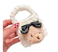 Cute Cartoon Plush Furry Bear Crocheted Bag For Headphone Holder For Women Girls Shockproof Anti-Fall Earphone Pouch Case