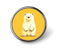 Cute Cartoon Polar Bear Brooch with Button Design, Funny Backpack Pins for Women, Personalized Brooch Pins for Men, Round Badge for Hat, Cute Badge Holders for Activity