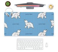 Cute Cartoon Polar Bear Desk Pad Long Mouse Mat with Non-Slip Rubber Base Smooth Face Desk Size Mouse Pad 90X40 CM Mousemat Decor Accessories Gaming Gifts XXL Mousepad for School Home Office Gaming