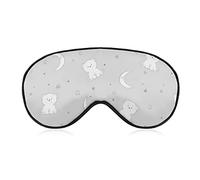 Cute Cartoon Polar Bears Sleep Mask Moon and Stars in Gray Blindfold for Sleeping Elastic Blackout Eye Mask Cover for Full Night's Sleep Travel and Nap