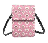 Cute Cartoon Poodle Dog Print Small Crossbody Bags for Women, Small Purses Leather Cell Phone Cross Body Bag