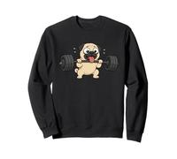 Cute Cartoon Pug Lifting Weights Fitness Fun Sweatshirt