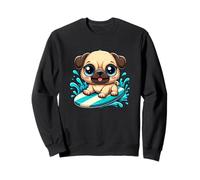 Cute Cartoon Pug Surfing on a Summer Wave Sweatshirt