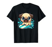 Cute Cartoon Pug Surfing on a Summer Wave T-Shirt