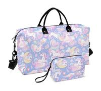 Cute Cartoon Purple Unicorns Decorative Weekender Bag Gym Sports Carry with Adjustable Strap for Airplane Traveling Large Capacity Bolsa para Gym para Mujer