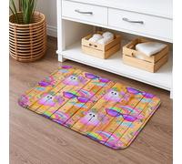 Cute Cartoon Quick Dry Bath Mat, Colorful Rainbow and Floral Absorbent Non Slip Shower Mat, Fun Memory Foam Washable Bath Rugs for Bathroom Toilet Restroom Decorative 16x24 Inch