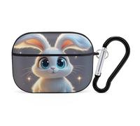 Cute Cartoon Rabbit AirPod Pro Case, Anti Scratch Hard PC Cover with Keychain, AirPod Pro 2nd/1st Case Accessories for Women Men, Black-Style