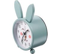 Cute Cartoon Rabbit Alarm Clock Silent Non-ticking Bedroom Desktop Clock with Night Light for Dormitory Office and Home Use Blue Art Design Clever design