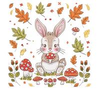 Cute Cartoon Rabbit and Mushrooms DIY 11CT Counted Cross Stitch Kits for Beginners Easy Stamped Fabric Embroidery Needlecraft Art Wall Decor 38x38cm(4)