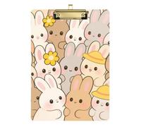 Cute Cartoon Rabbit Beige clipboard Single Plastic for Clip Board Teacher Size 9 x 12 Gold