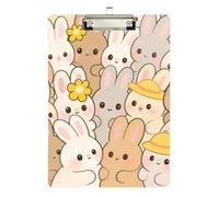 Cute Cartoon Rabbit Beige clipboard Single Plastic for Clip Board Teacher Size 9 x 12 Silver