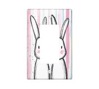 Cute Cartoon Rabbit Decorative Light Switch Cover Wall Plate 1 Gang Single Rocker, Funny Fun Cool Stripes Kid Electrical Faceplate for Kitchen Bathroom, Bunny Switchcover Decor